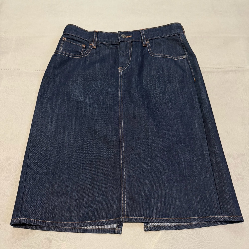 VTG Y2K Old Navy Women High Rise Dark Wash Denim Pencil Slit Skirt Clueless6685